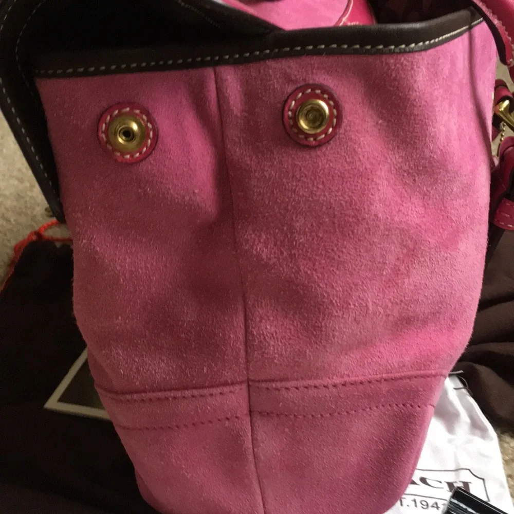 Coach Pink Suede Leather Satchel Bag